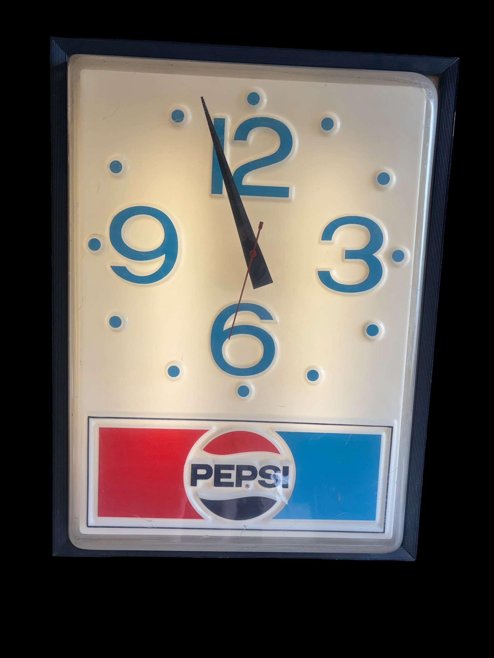 1970s Pepsi-Cola Large Illuminated Commercial Stadium Wall Clock Sign (41” x 30”) (1 of 6)