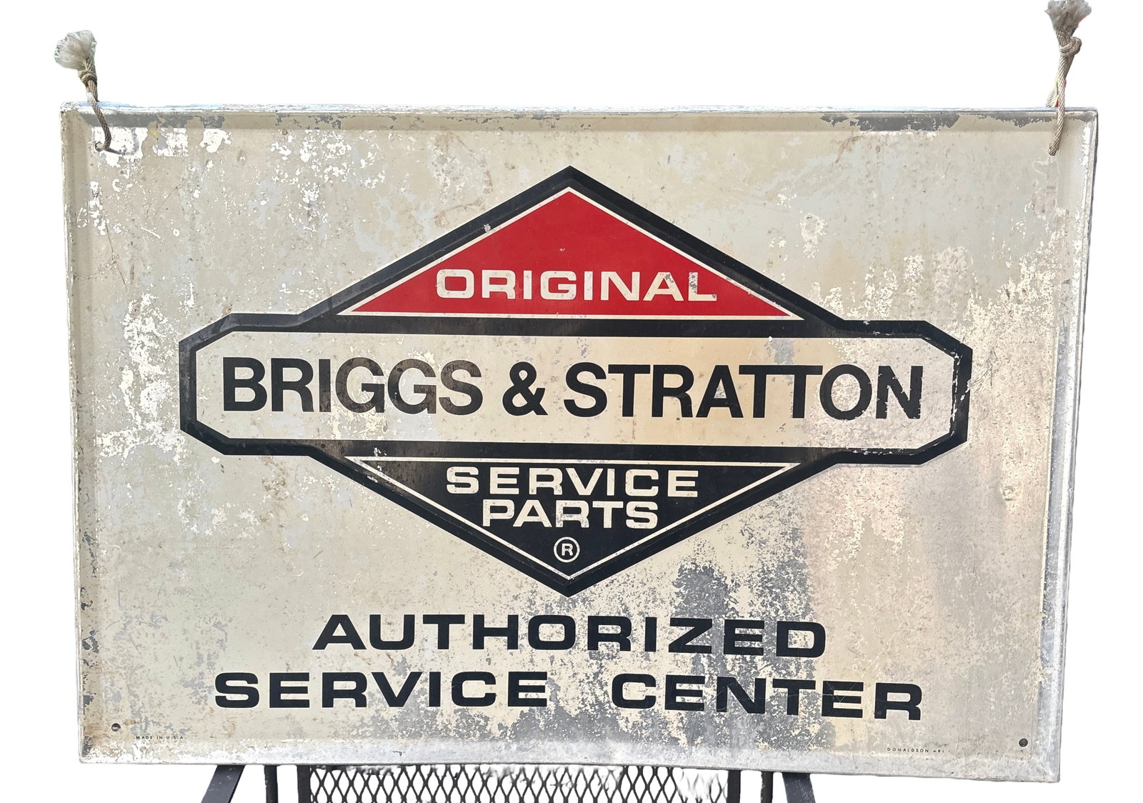 Vintage Briggs & Stratton Metal Authorized Service Dealer Sign: Vintage Briggs & Stratton Metal Authorized Service Center Dealer Sign - Up for auction is an authentic, vintage Briggs & Stratton "Authorized Service Center" metal dealership sign. self Framed &