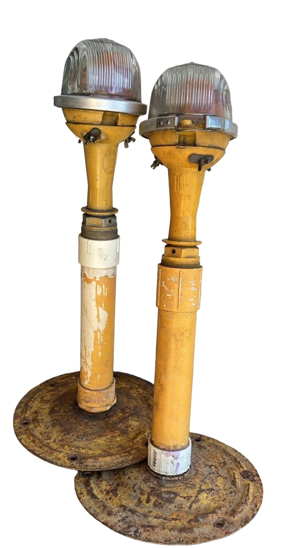Pair Vintage Crouse-Hinds Airfield Taxiway Lights - 28” Tall Industrial Steampunk (1 of 7)