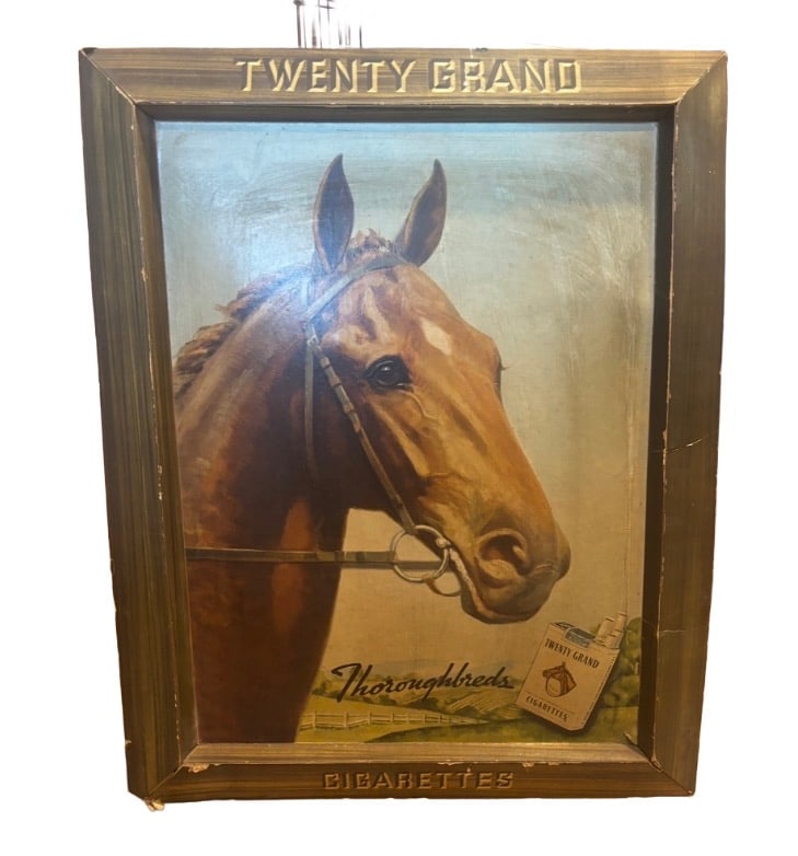 Rare 1930s 40s Twenty Grand Cigarettes Heavy Cardstock Litho Store Sign Tobacco (1 of 6)
