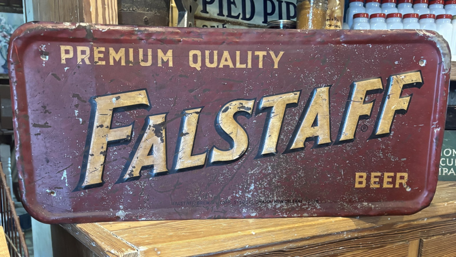 1940s 50s Falstaff Beer Advertising Metal Embossed Self Framed Sign tavern (1 of 5)