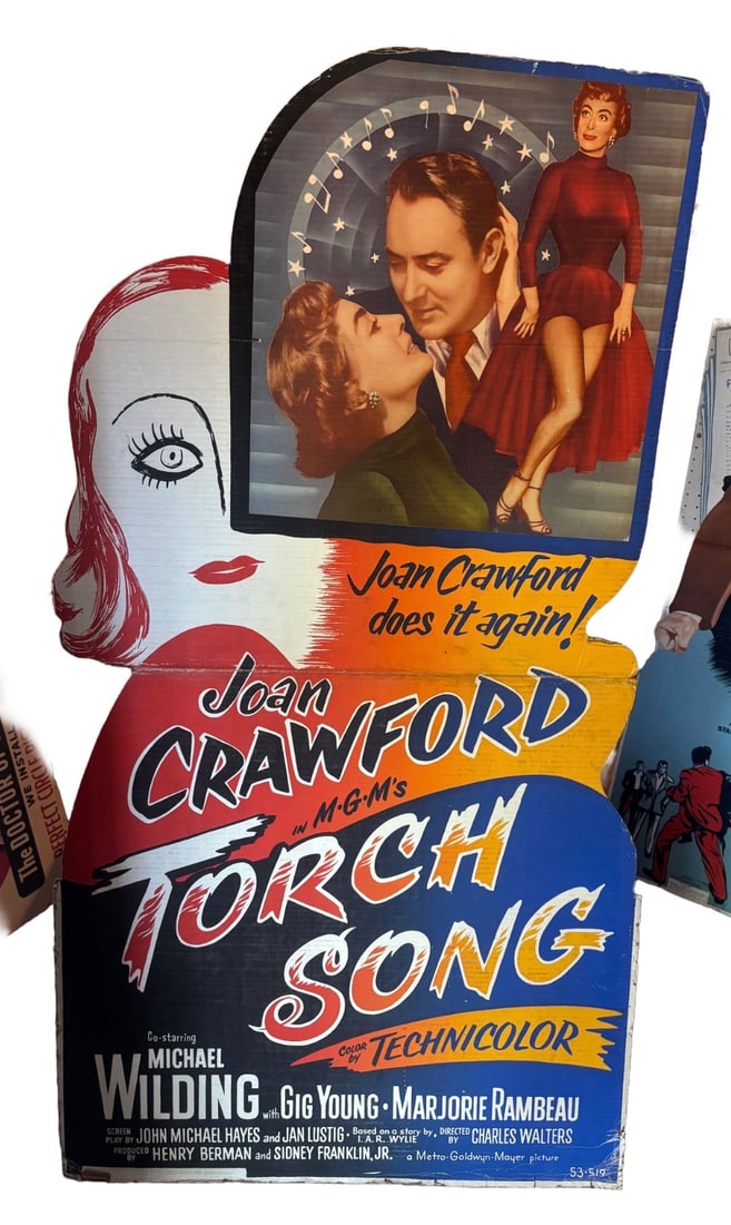 Rare 1953 Joan Crawford "Torch Song" MGM Original 60" Theater Lobby Standee: Rare 1953 Joan Crawford "Torch Song" MGM Original 60" Theater Lobby Standee Cutout. Condition: Very Good / Fine overall front display quality. Vibrant, striking Technicolor graphics with some normal