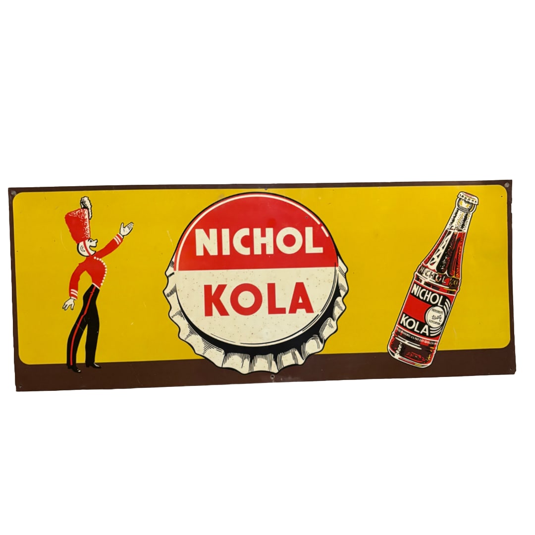 1940s 50s Nichol Kola Tin Tacker Sign Soda Pop (1 of 5)