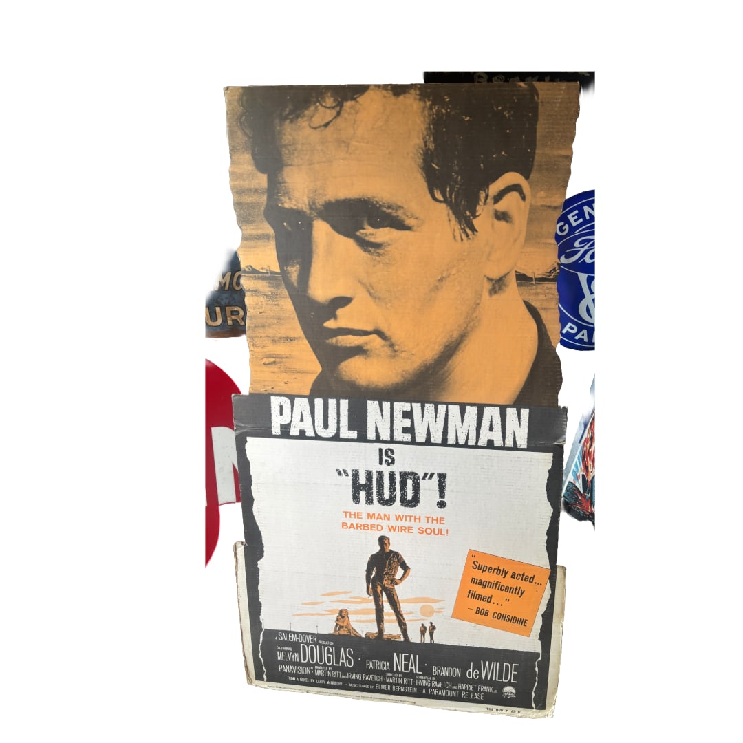 Rare Original 1963 Paul Newman "Hud" 5-Foot Cardboard Theater Lobby Standee (1 of 7)