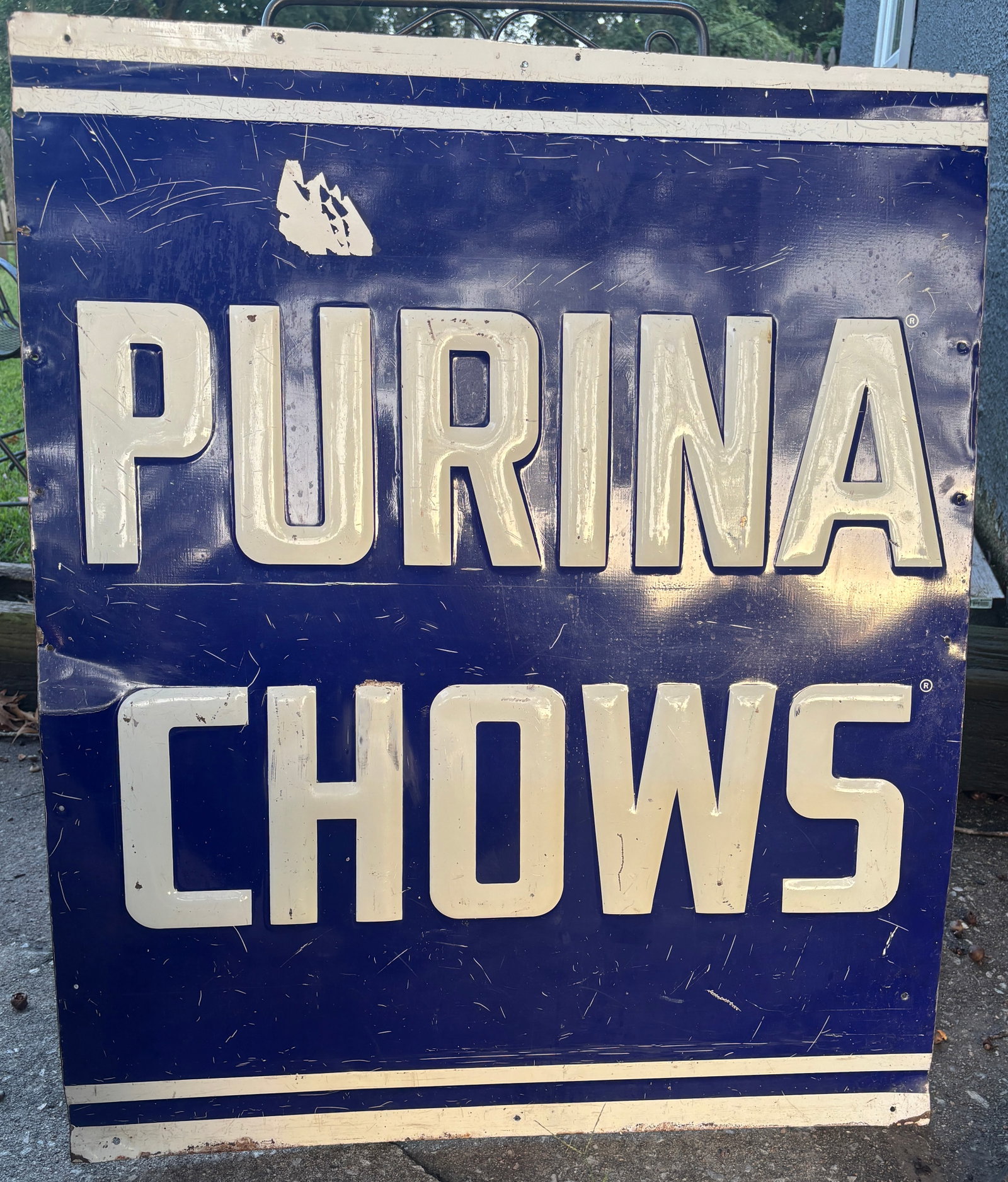 Vintage Purina Chows Embossed Metal Dealer Sign Panel – 30” x 36” Farm (1 of 5)