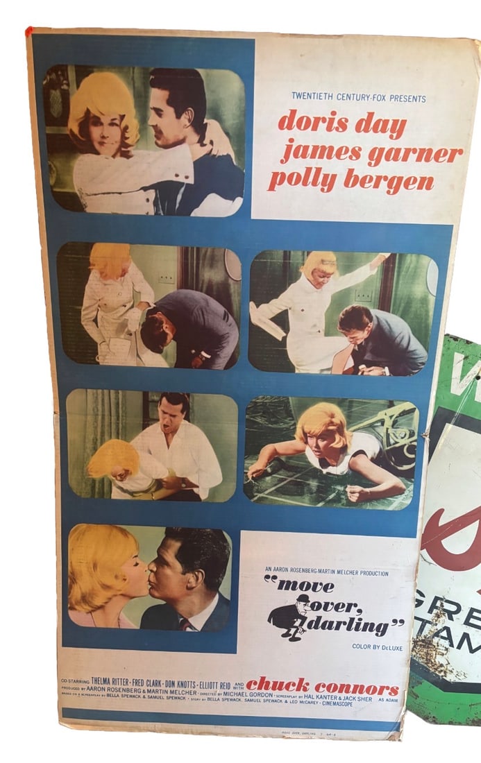 Rare Original 1963 "Move Over, Darling" 60” Cardboard Theater Lobby standee: Rare Original 1963 "Move Over, Darling" 60” Cardboard Theater Lobby StandeeItem :Rare Original 1963 Move Over, Darling 60” Cardboard Movie Theater Lobby Standee – Doris Day & James Garne