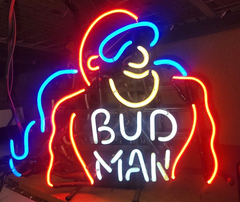 Vintage 1990s Budweiser "Bud Man" Neon Bar Sign Original & Working (1 of 3)