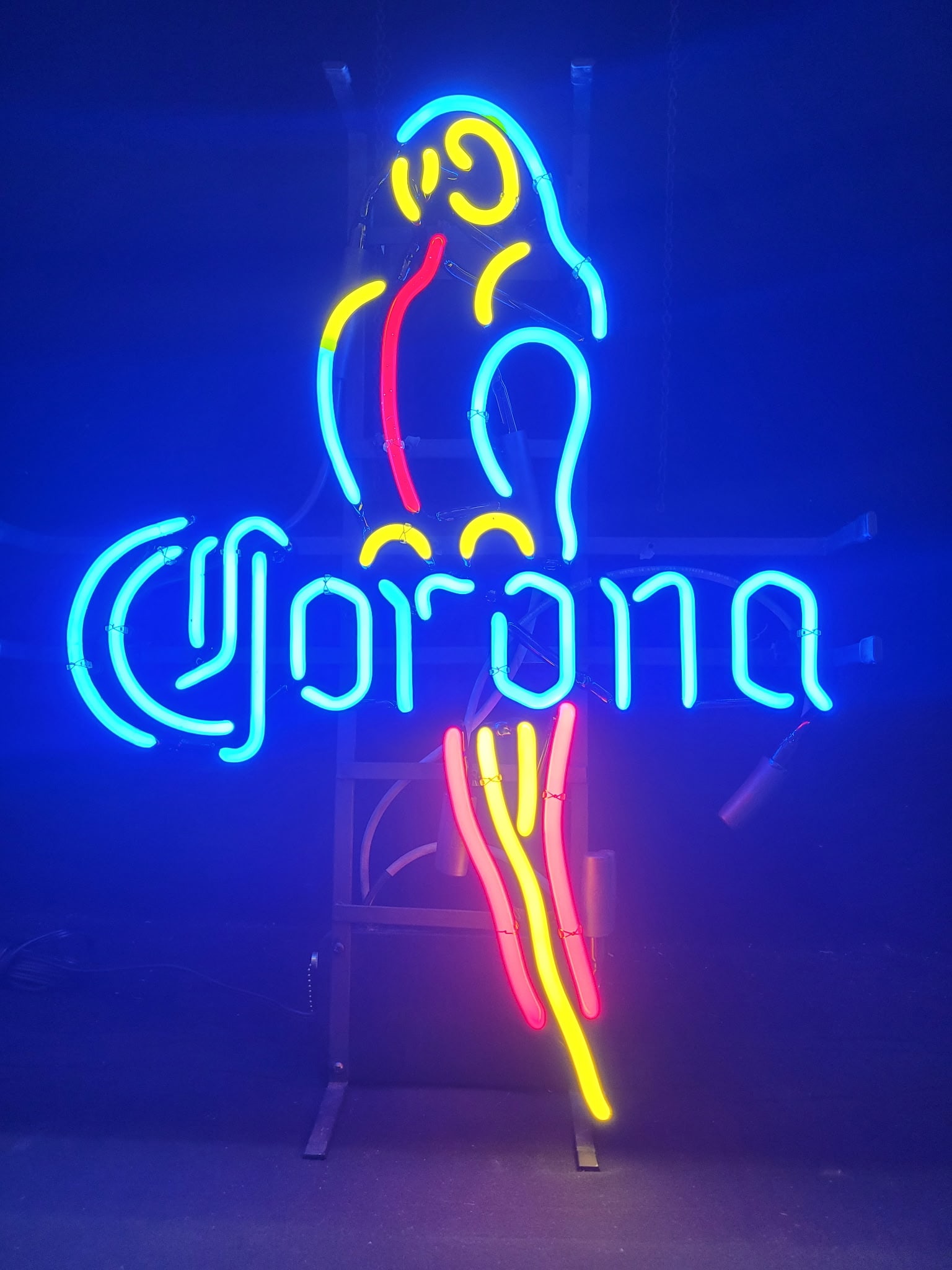 Vintage original Corona Beer Parrot 4 color real blown glass Bar neon sign: Vintage original Corona Parrot 4 color real blown glass neon sign. Metal grid frame. In great working condition. Measure 24”x 20”. Pick up in St. Joseph Mo. Any questions call or text 816-