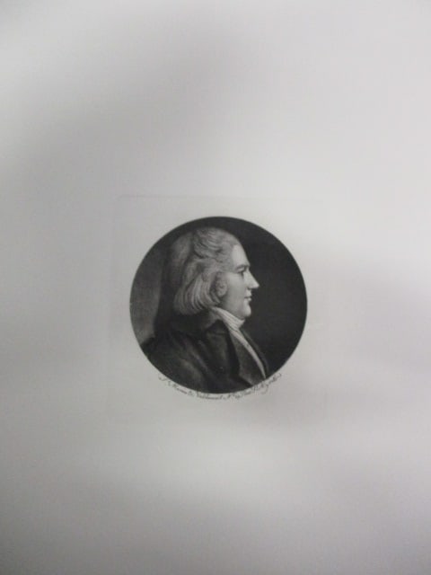 After Charles Balthazar Julienne Févret de Saint-Mémin (1770–1852) Isaac Bell.: After Charles Balthazar Julienne Févret de Saint-Mémin (1770–1852) Isaac Bell.Executed on laid paper measuring 10 x 7 inches, centered by a finely etched circular portrait medallion measuring appr