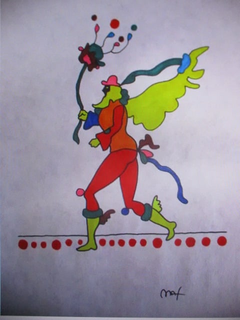 After Peter Max-Style “Winged Left Runner Watercolor (1 of 1)