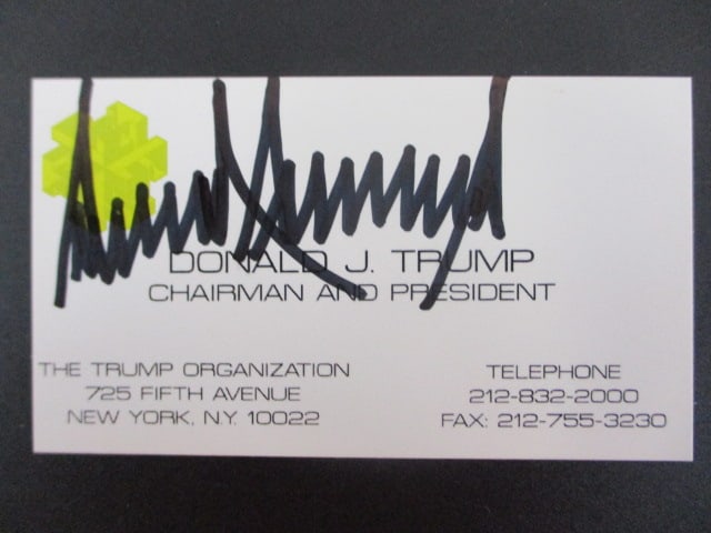 President Donald J. Trump Signed Business Card – Bold Black Sharpie Signature (1 of 2)