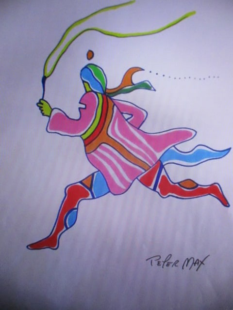 After Peter Max "Left Runner" Artwork 8" x 12": After Peter Max (1937–2023)8" x 12" Left RunnerThis work is offered after Peter Max, indicating a piece by an unknown artist that reproduces or is based upon the composition of a known work by the a