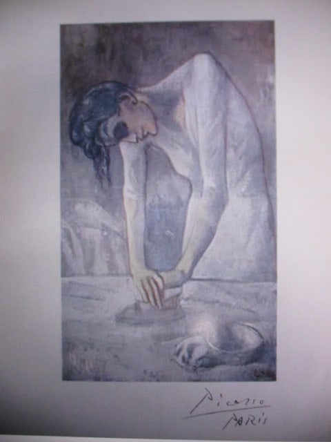 In the Style of Pablo Picasso (1881–1973) – Man Ironing, Paris: In the Style of Pablo Picasso (1881–1973)Oil on Canvas, 24 x 16 inchesThis oil on canvas is offered in the style of Pablo Picasso, presenting a composition that reflects visual characteristics commo