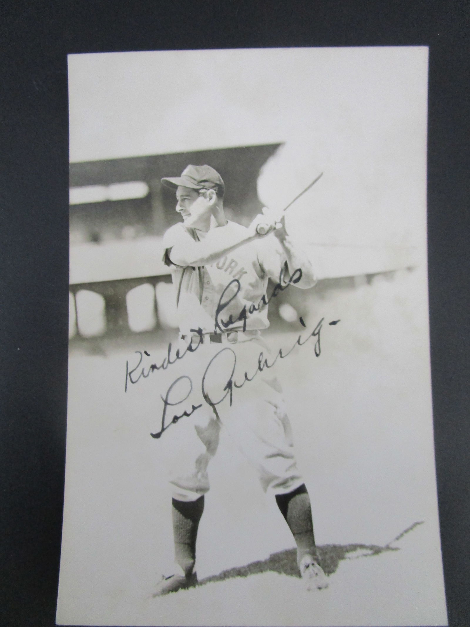 Lou Gehrig Signed Photograph – 5 ½” x 3 ½” – Legendary New York: Lou Gehrig Signed Photograph – 5 ½” x 3 ½” – Legendary New York Yankees First Baseman Memorabilia.Presented here is a remarkable 5 ½” x 3 ½” pho