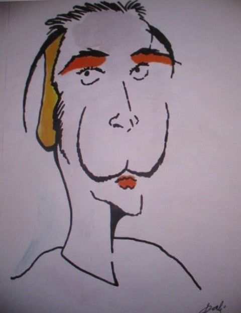 Signed Self-Portrait Drawing Attributed to Salvador Dalí – 8 x 12: Signed Self-Portrait Drawing Attributed to Salvador Dalí – 8 x 12.Offered here is a signed self-portrait drawing attributed to the legendary Surrealist artist Salvador Dalí. The artwork measures a