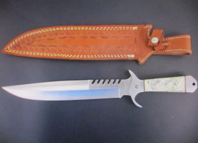 KMA Cutlery 16-Inch D2 Tool Steel Full Tang Special Forces Bowie Knife: KMA Cutlery 16-Inch D2 Tool Steel Full Tang Special Forces Bowie Knife.Presenting a commanding and meticulously crafted KMA Cutlery 16-Inch Special Forces Bowie Knife, engineered for strength, balance