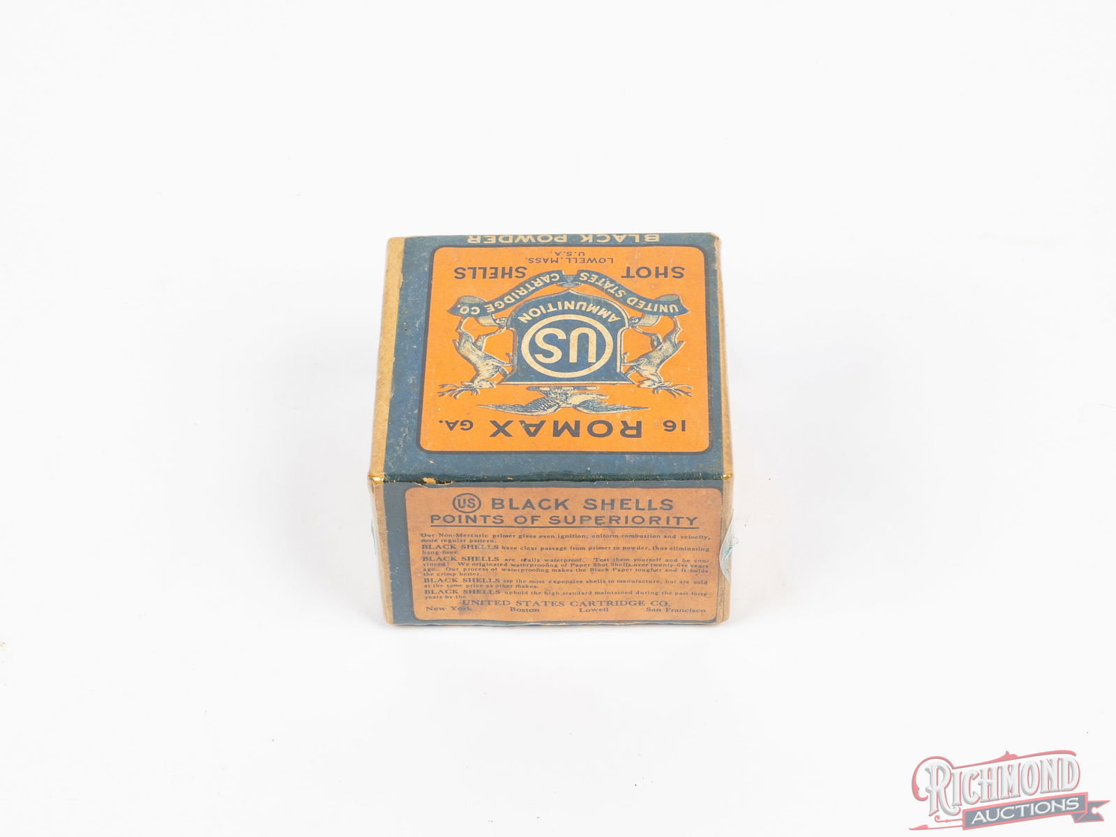US Cartridge Co Romax 16 Gauge Black Powder Full Collector Shot Shell Box - 2