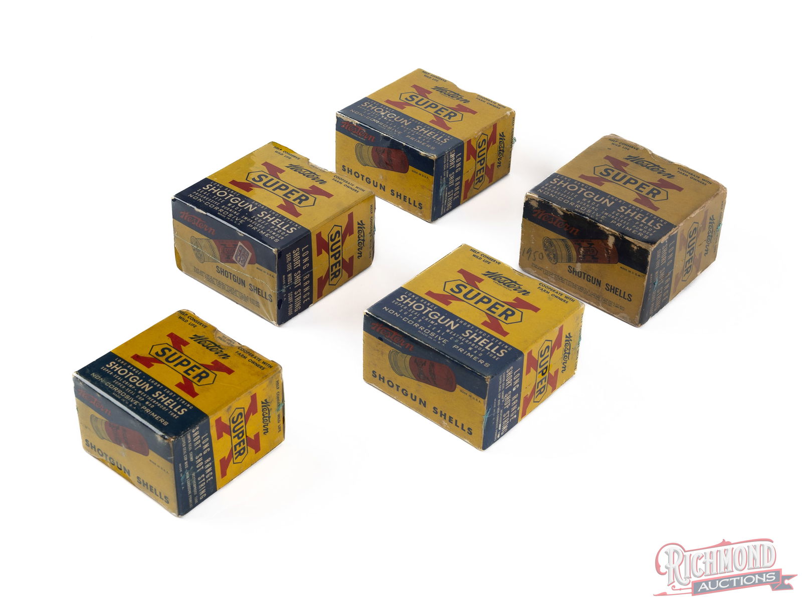 Five Collector Western Super X 10, 12 and 20 Gauge Shotshell Boxes Three Factory Full - 2
