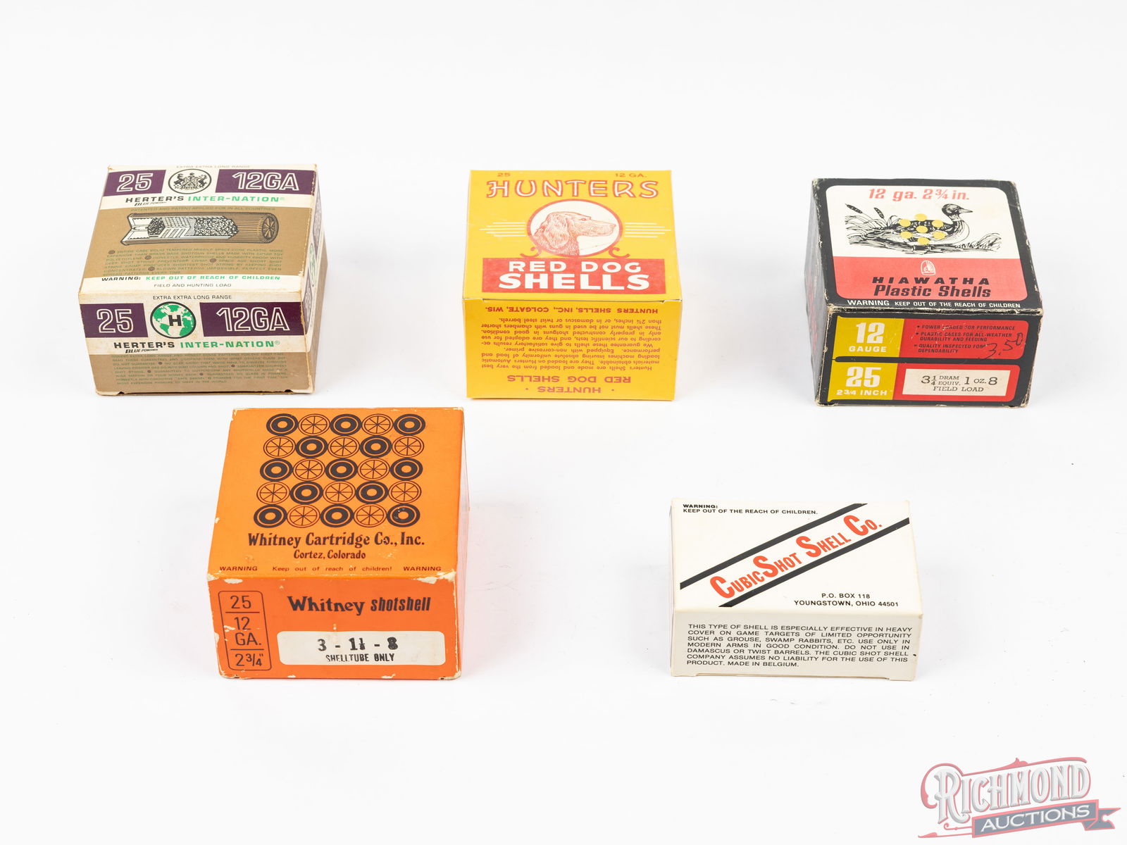 Five Vintage Shotshell Boxes Assorted Brands with 60 Rounds of 12 Gauge Shells (1 of 2)