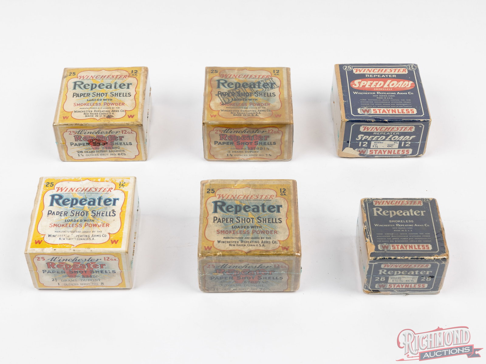 Six Collector Shotshell Boxes Winchester Repeater 12 & 28 GA Two Factory Full (1 of 2)