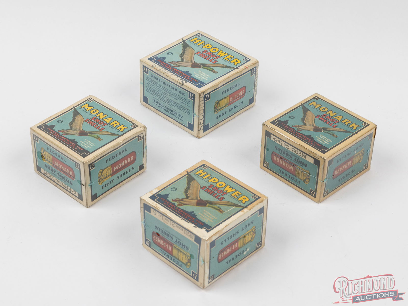 Four Collector Boxes Federal Hi-Power & Monark Mallard Duck Shotshells Three Full - 2