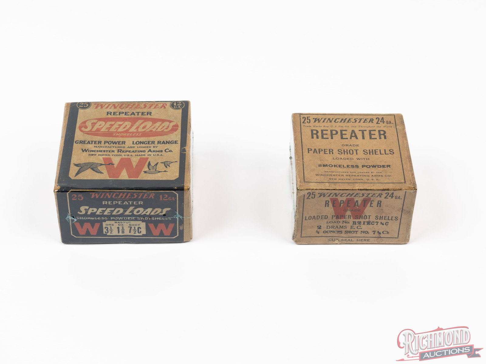 Two Collector Winchester Repeater Two-Piece Shotshell Boxes 12 & 24 Gauge (1 of 2)