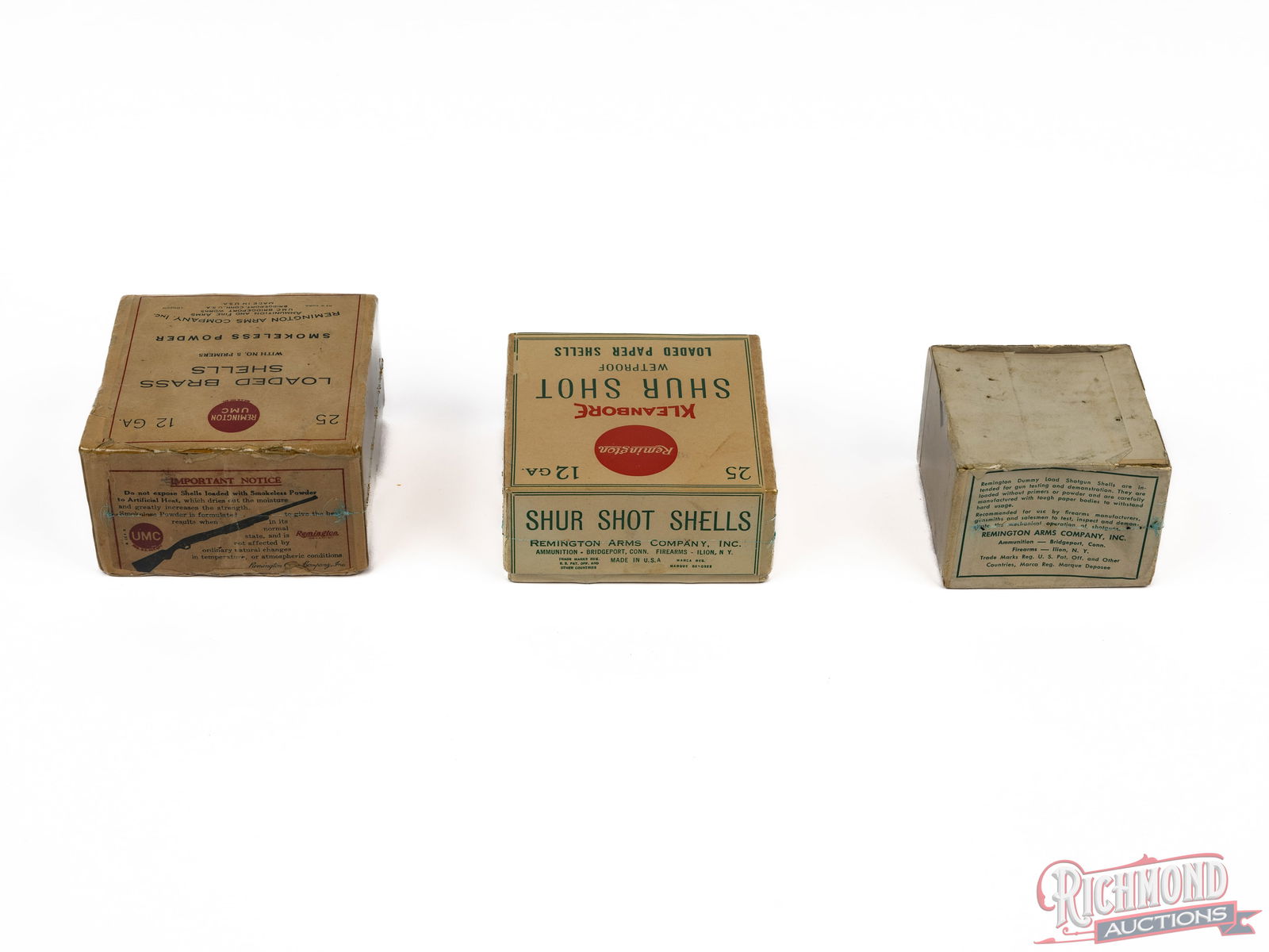 Three Remington / UMC Collector Paper & Brass Shot Shell Boxes One 2" Shell Box Sealed - 2