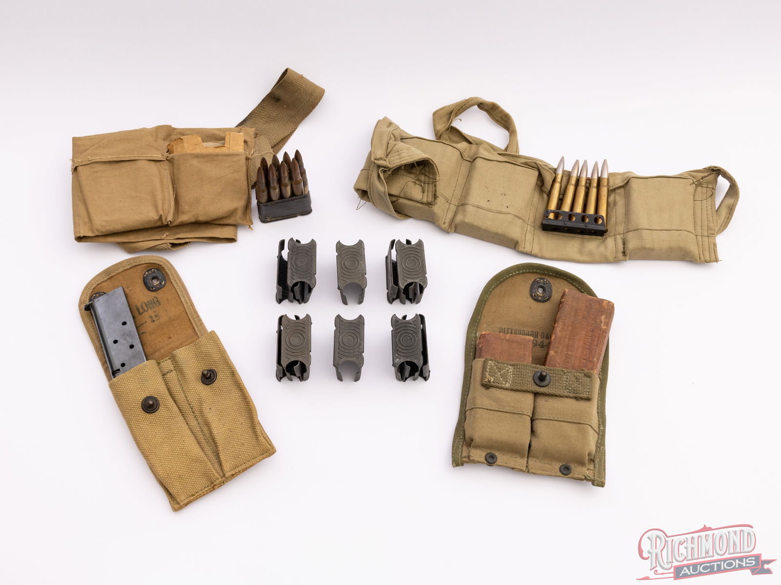 35 .303 British and 8 .30-06 Cartridges With Bandoliers And Magazine Pouches With 30 Caliber Clips - 2