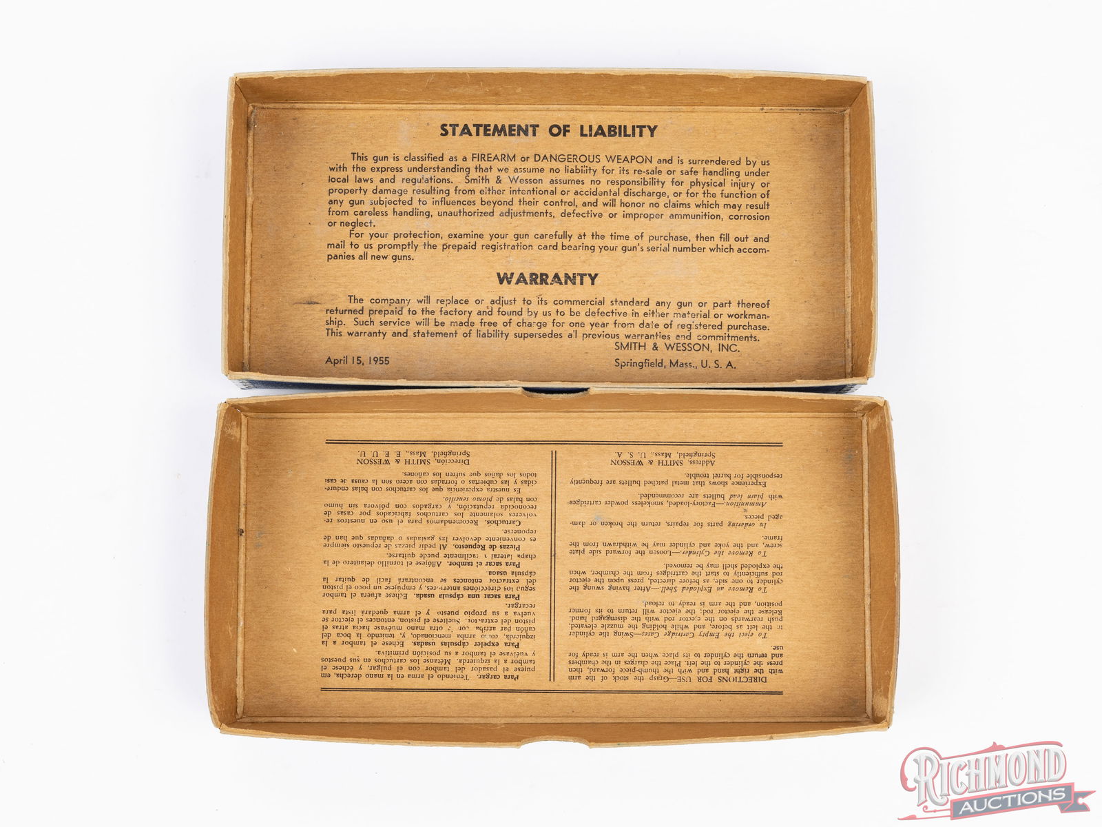 Rare 1950's Smith & Wesson Two-Piece Blue With Sun-Burst Revolver Box - 3