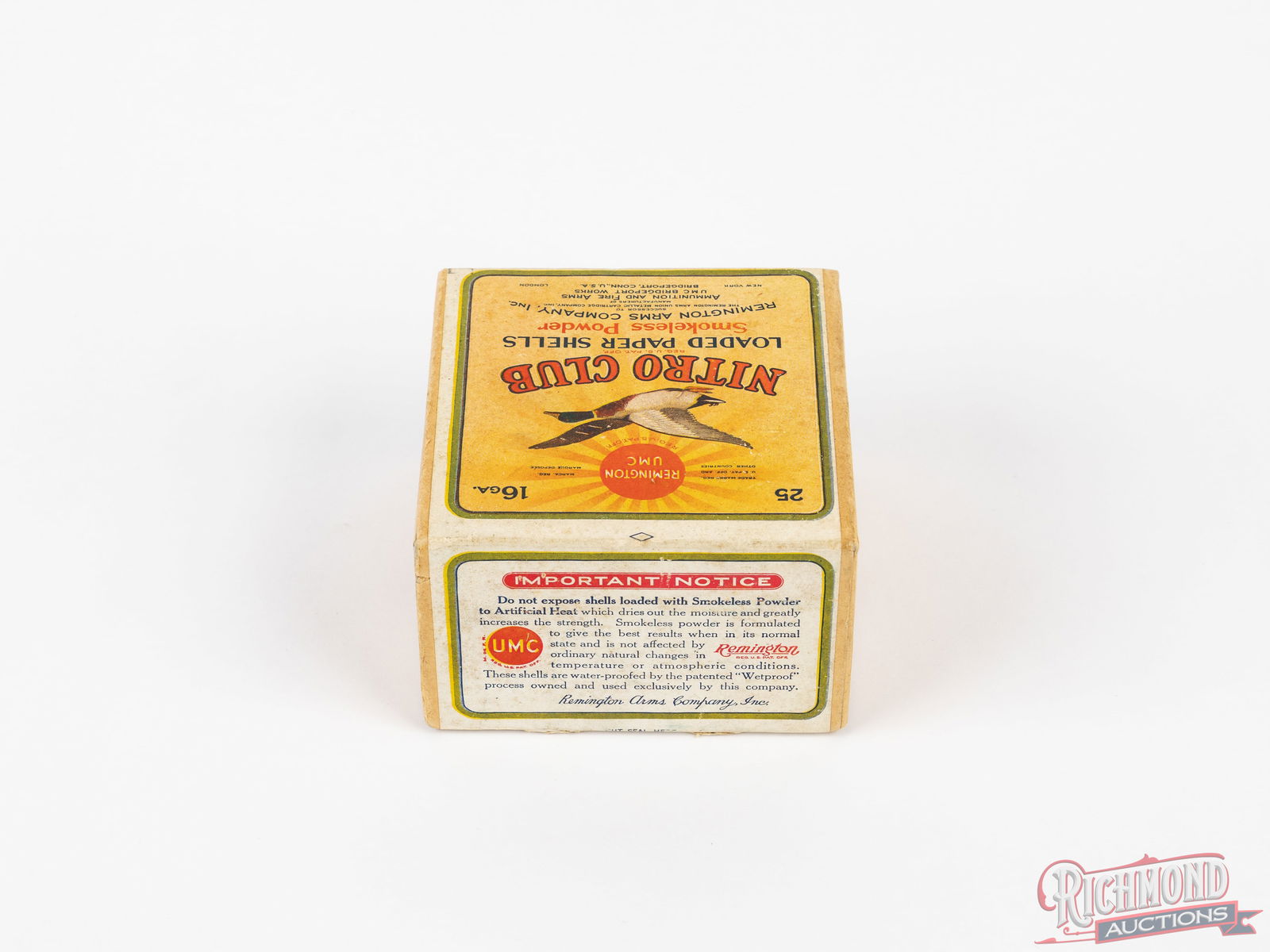 Sealed Remington UMC Nitro Club With Flying Duck 16 Gauge Collector Shot Shell Box - 2