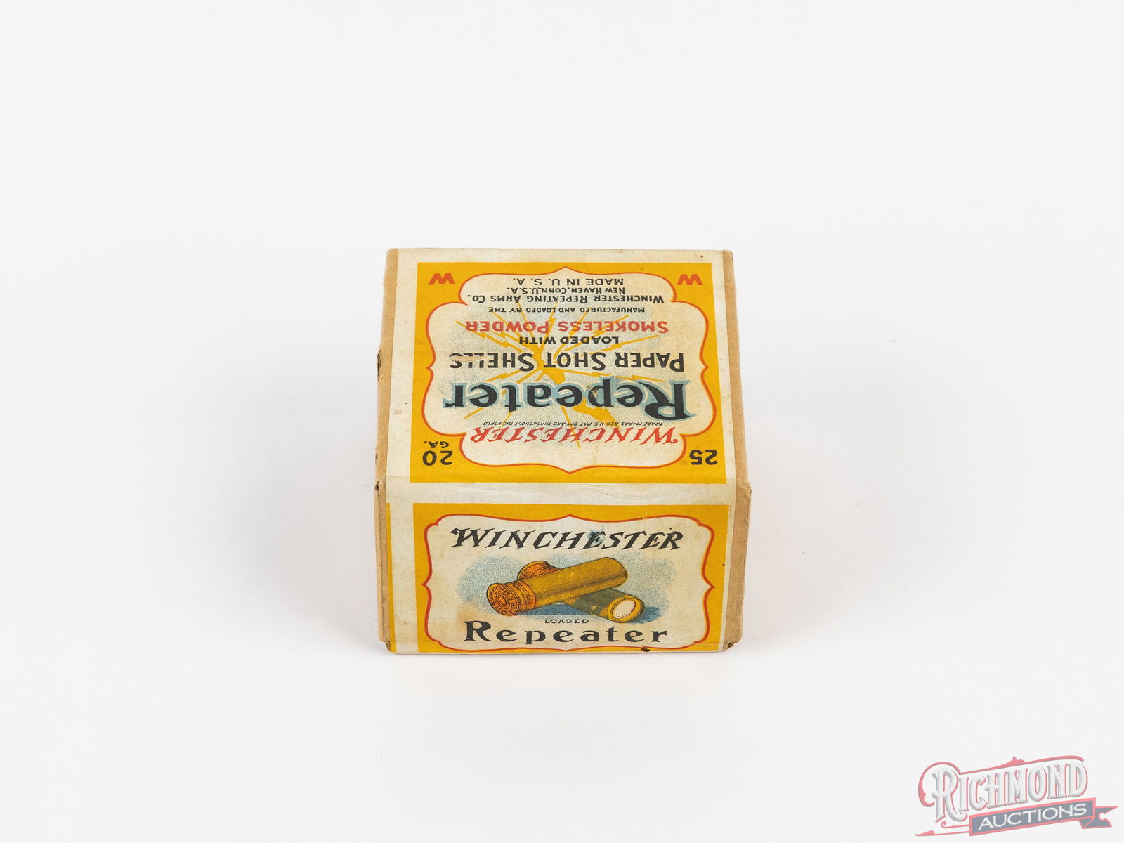 Two-Piece Sealed Winchester Repeater "Lighting Bolts" 20 Gauge Collector Shot Shell Box - 2