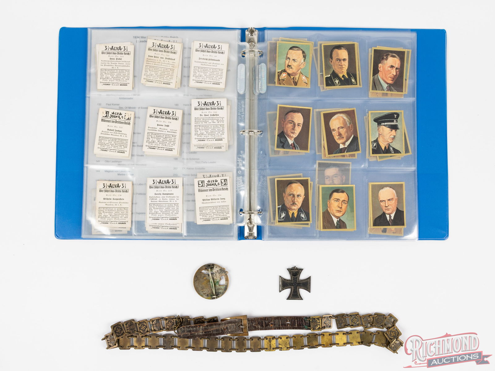 German Third Reich Collection Trading Cards, Iron Cross, Kreigsmarine Badge, Gorget Political Chain - 2