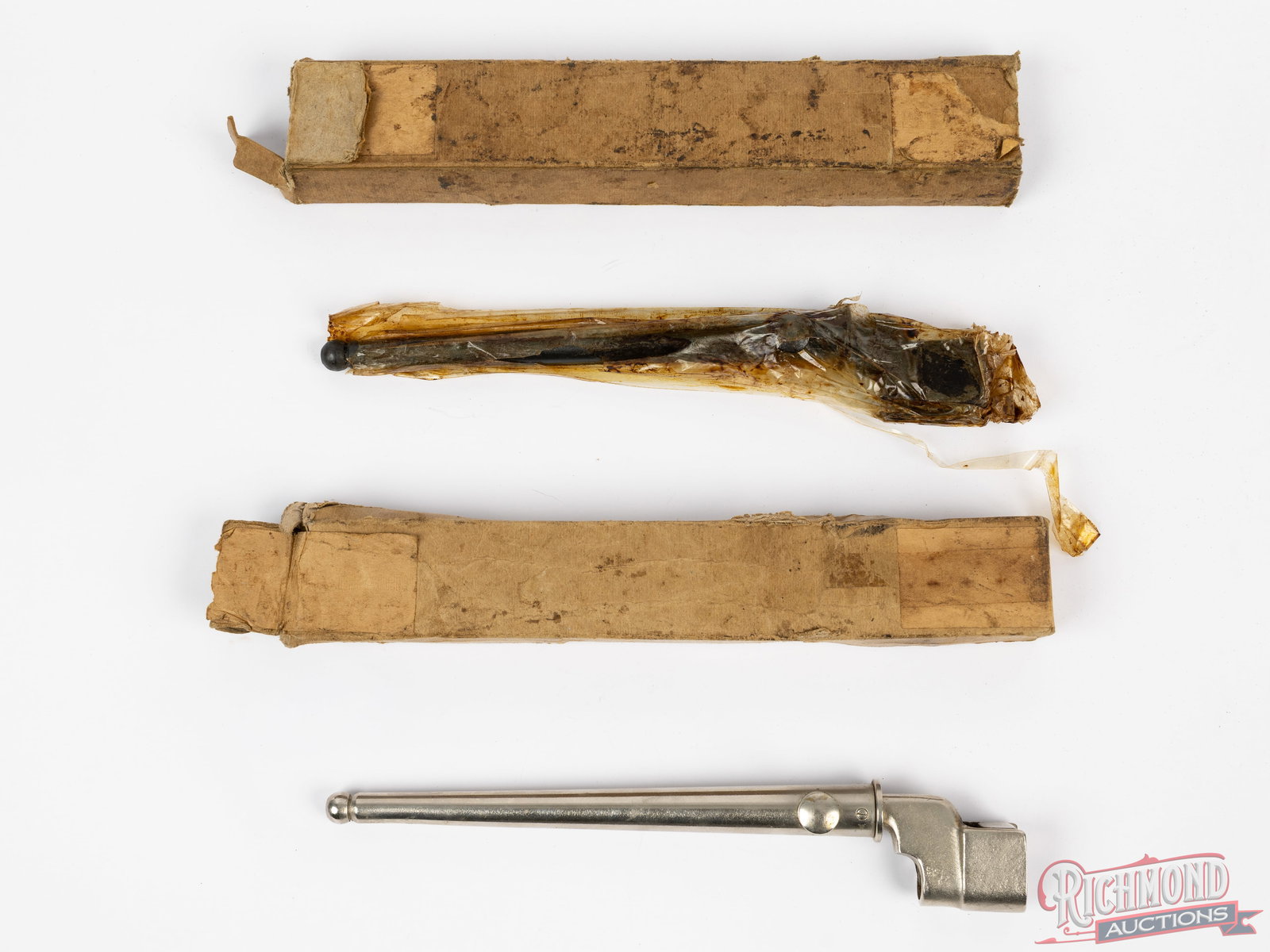 Two No 4 Enfield Spike Bayonets With Scabbard and Box - 2