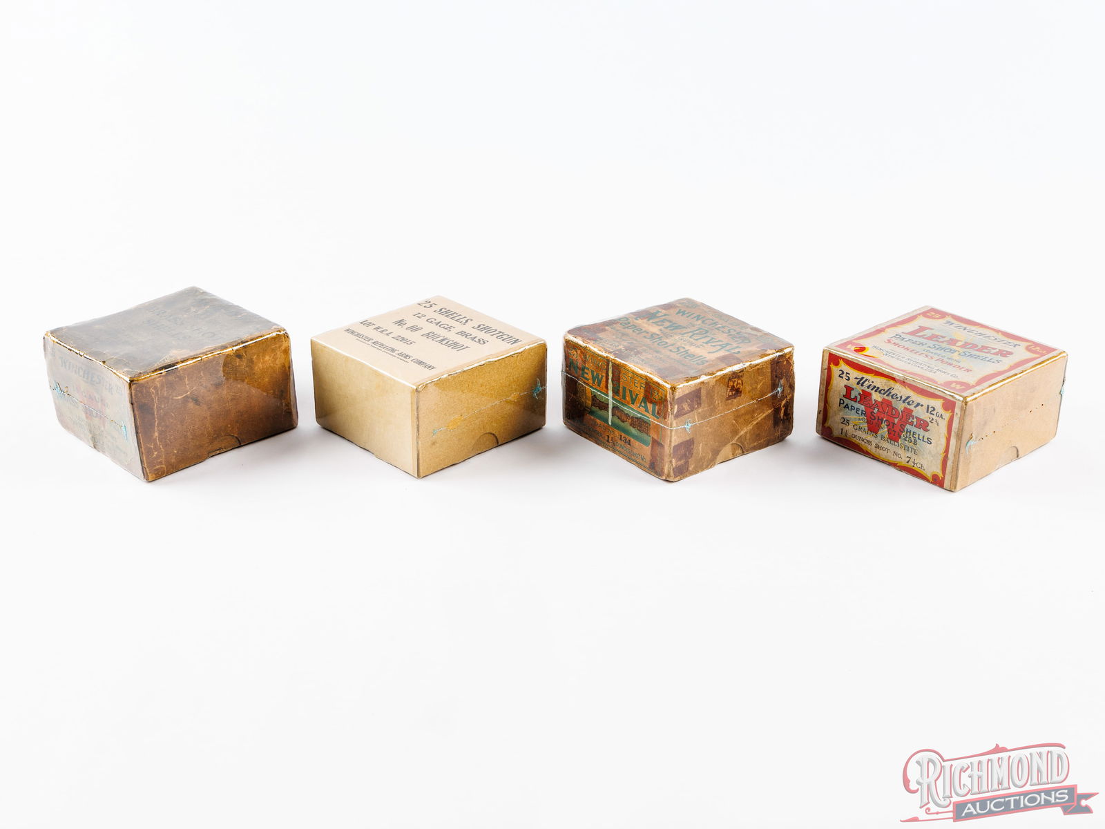 Four Winchester Collector Shotshell Boxes 10 Brass Shot & 12 GA New Rival & Leader (1 of 2)