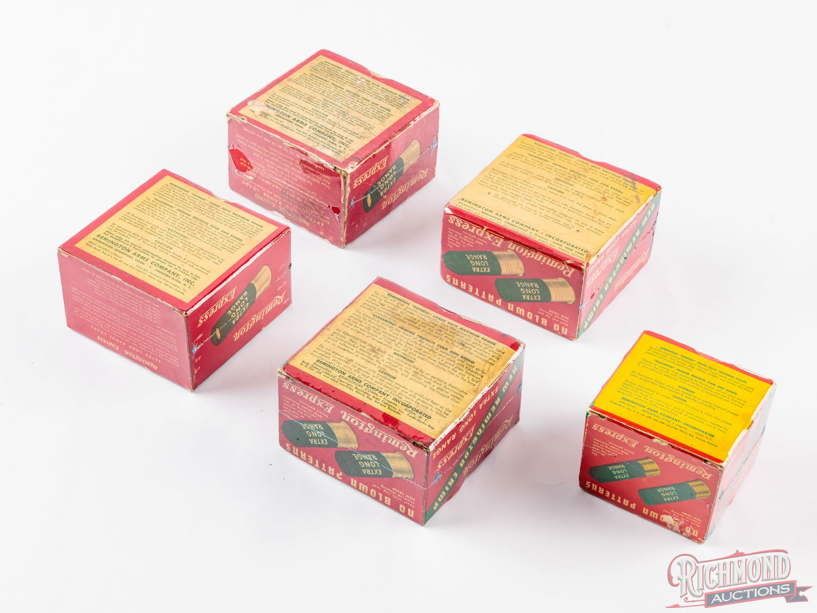 Five Collector Boxes Remington Express 12 & 28 GA Shotshell Boxes Most Full - 2