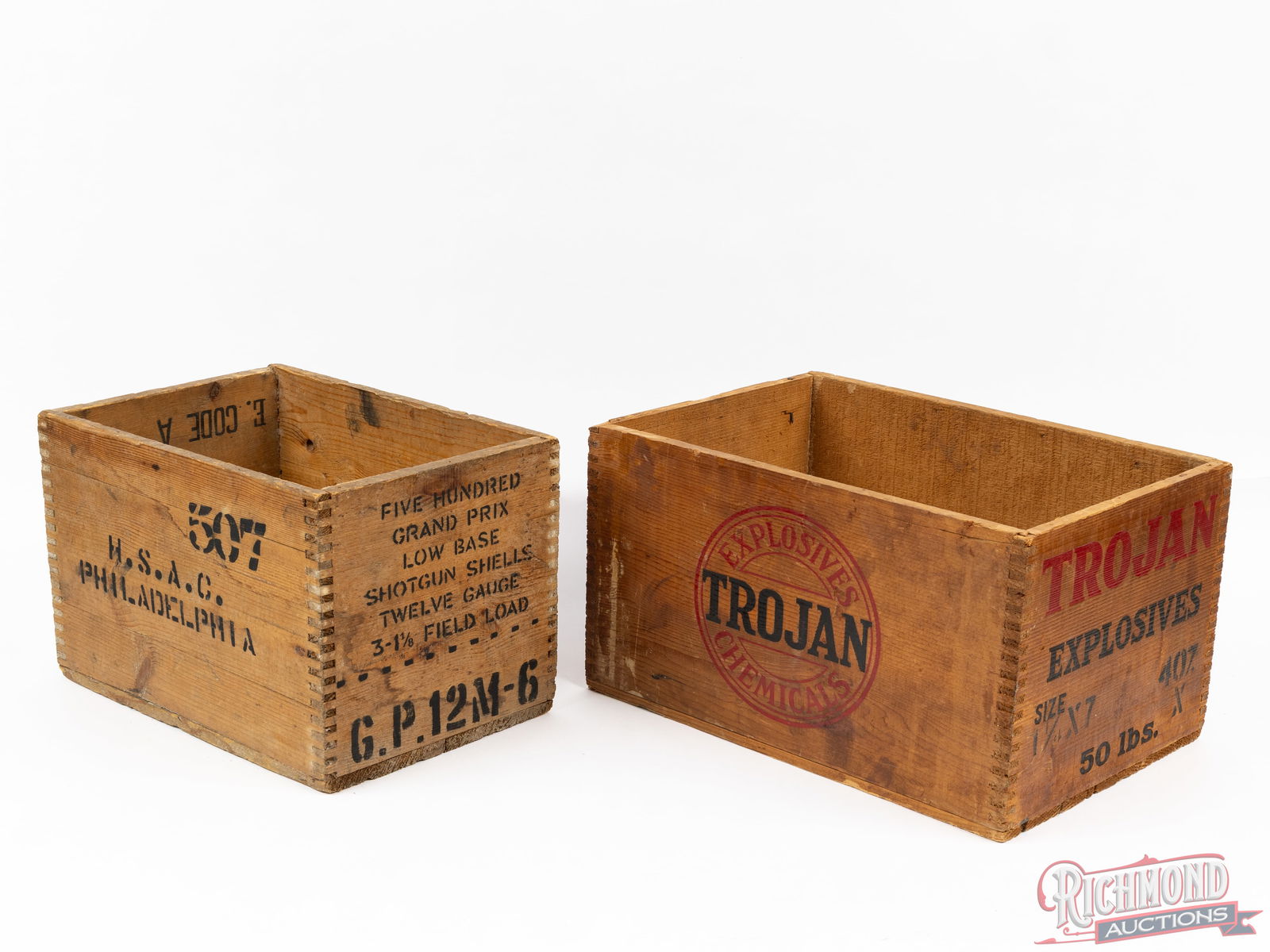 2 Wooden Boxes For Eley Ammunition And Trojan Explosives - 2