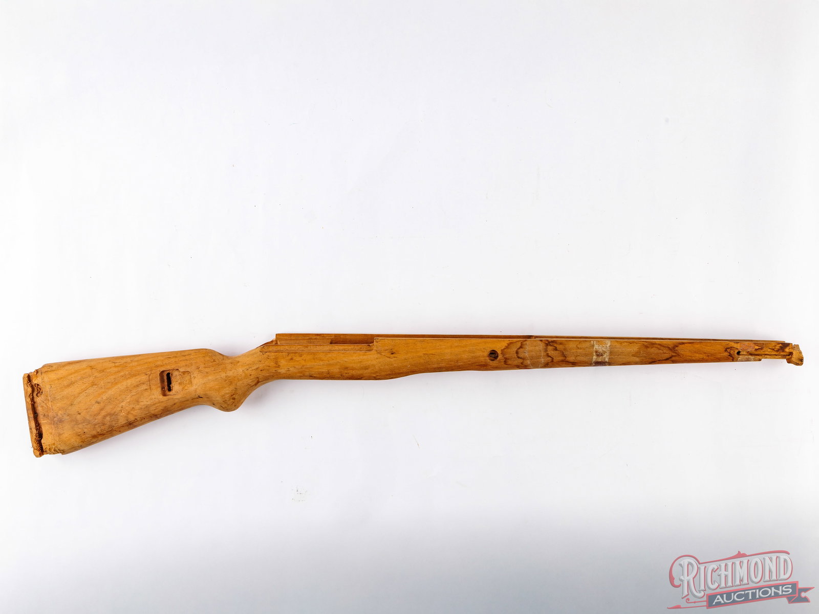 Unfinished German G-43 Stock: Hardwood stock for German G-43 battle rifle needing finished.ConditionGOOD.