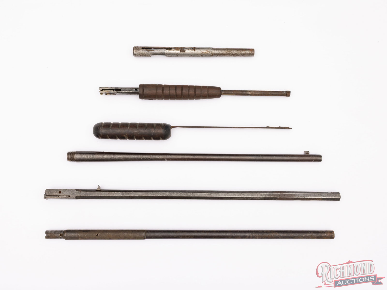 Lot of Assorted Gun Barrels, Remington 12 Magazine Tube & Slide with Wood Grip (1 of 1)