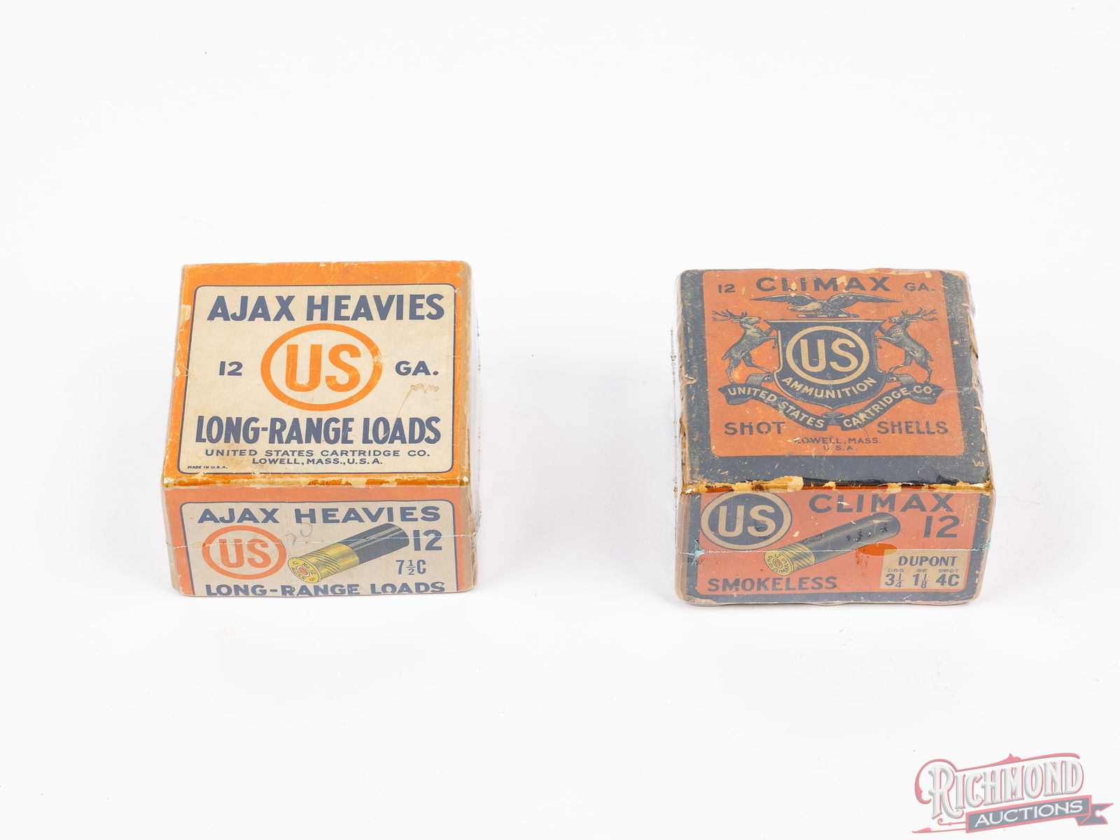Two US Cartridge Co Climax & Ajax Heavies 12 Gauge One Full Collector Shot Shell Boxes (1 of 2)