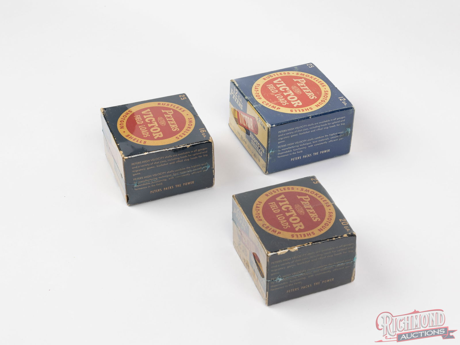 Three Peters Victor Collector Shotshell Boxes 12, 16, And 20 Gauge - 2