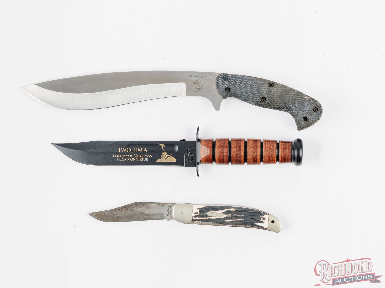 Ka-Bar USMC Iwo Jima Commemorative, Ka-Bar Folder & Sgt. Bulldog Fixed Blade Knife (1 of 6)