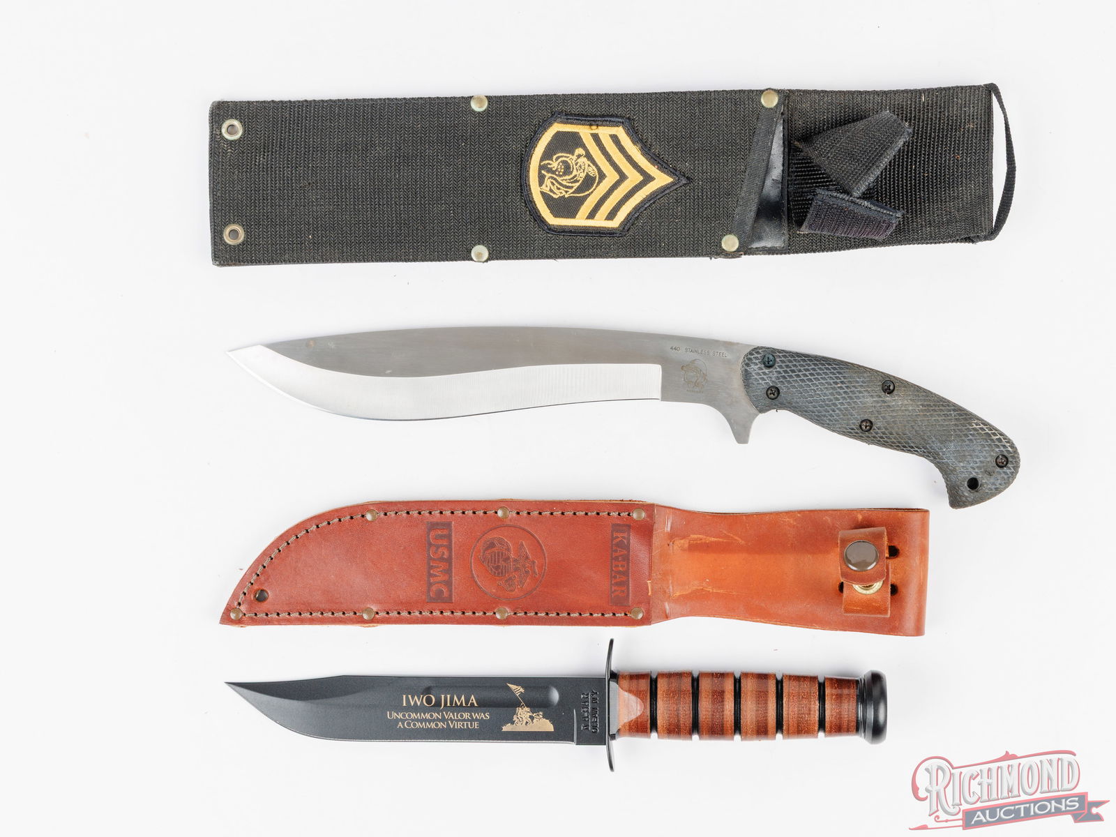 Ka-Bar USMC Iwo Jima Commemorative, Ka-Bar Folder & Sgt. Bulldog Fixed Blade Knife - 3
