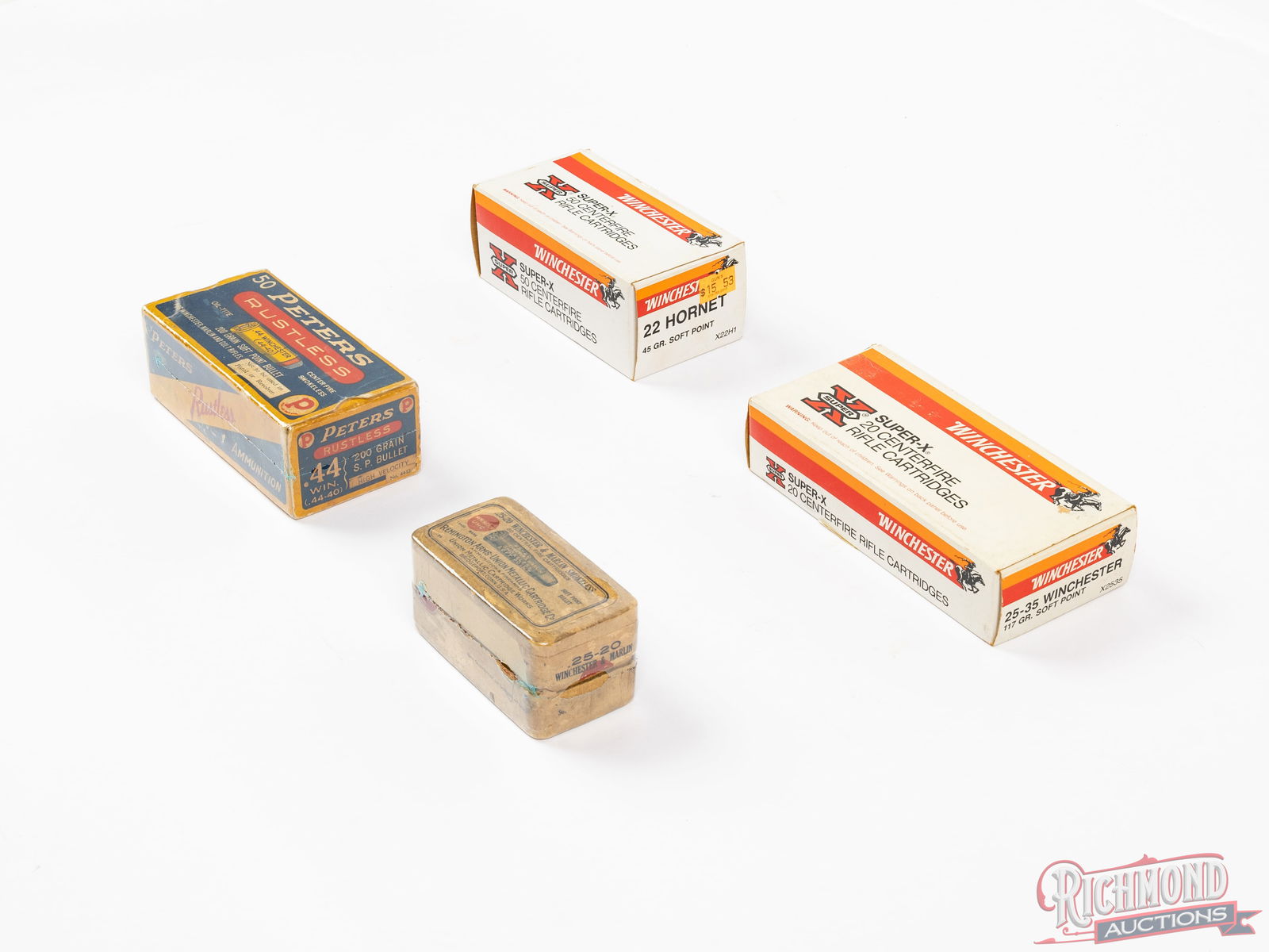 Lot Hard to Find Ammunition in Vintage Boxes .25-35 WIN, .22 Hornet, .44-40 WIN, .25-20 WIN - 2