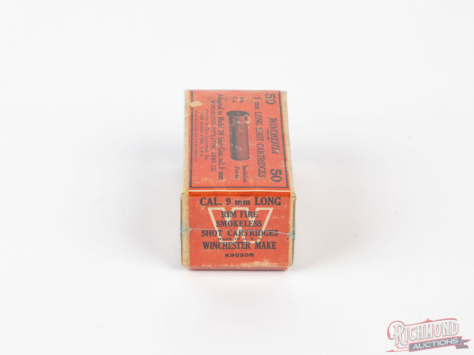 Rare Winchester Sealed Box 9mm Rimfire Long Shot Cartridges For Model 36 Two-Piece Box - 2