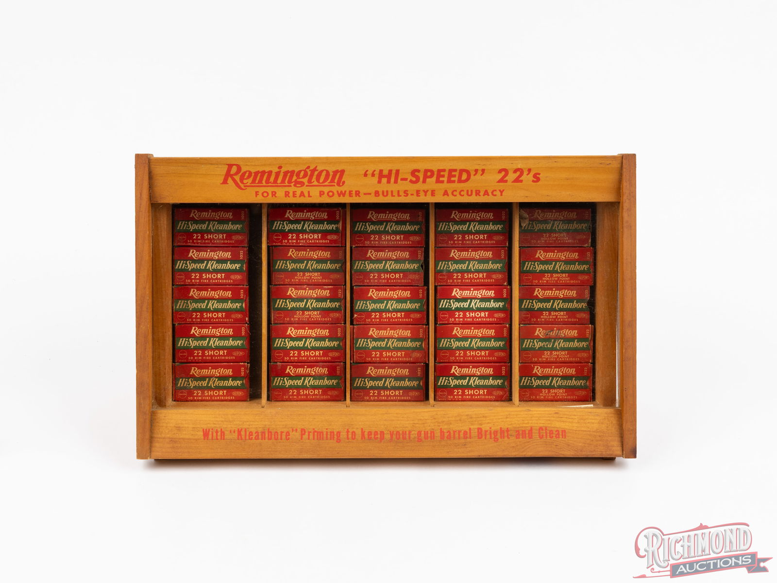 Remington "Hi-Speed" 22's Wood Retail Counter Display & 25 Collector .22 Short Ammo Boxes (1 of 3)
