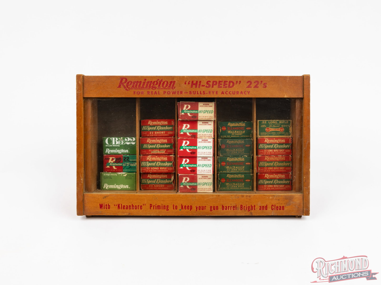 Remington "Hi-Speed" 22's Wood Retail Counter Display & 25 Boxes Of Collector 22 Rimfire Ammunition (1 of 3)