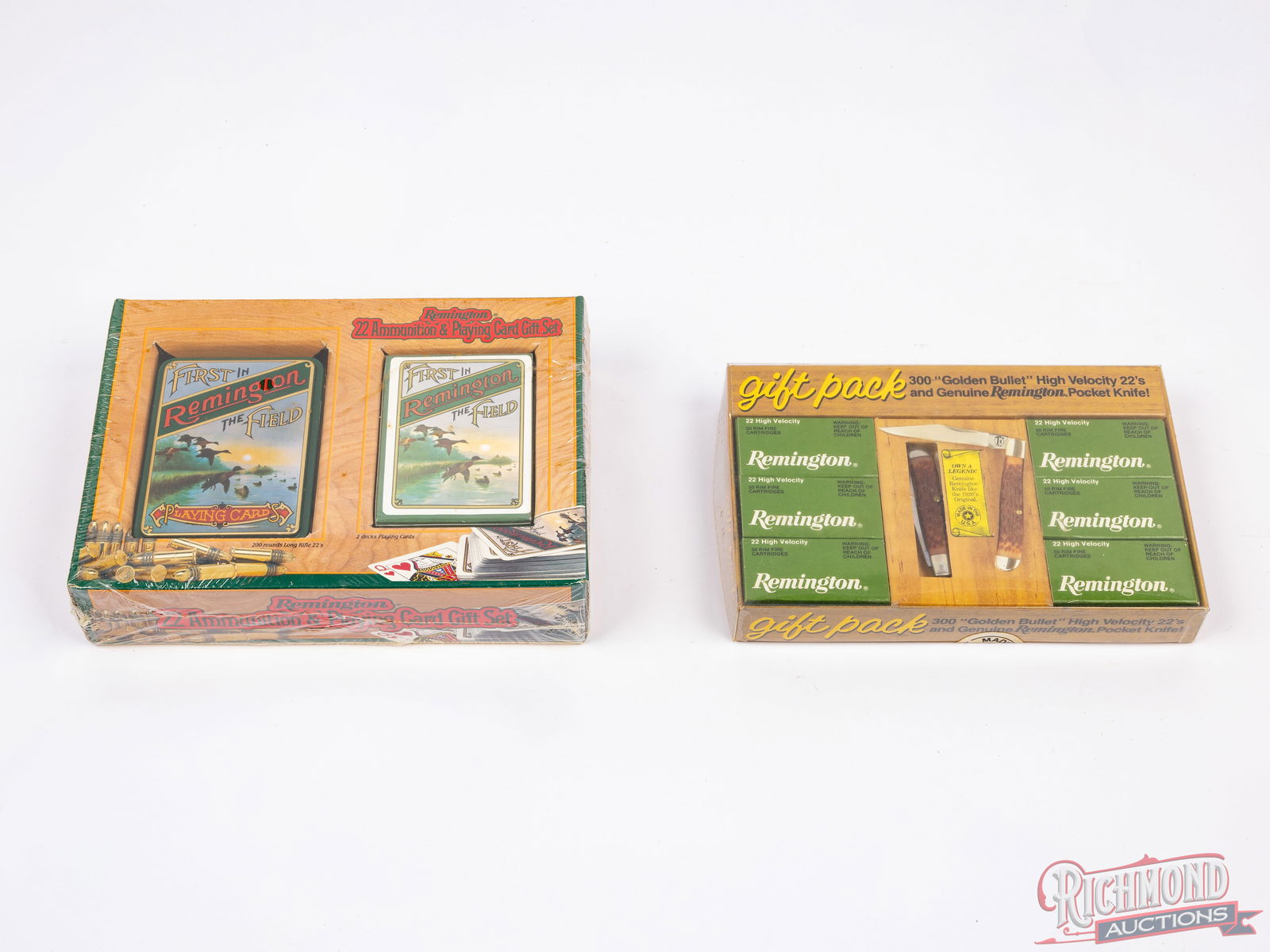 Two Factory Remington Gift Sets With 500 Rounds .22 LR Ammunition, Pocket Knife & Playing Cards (1 of 2)