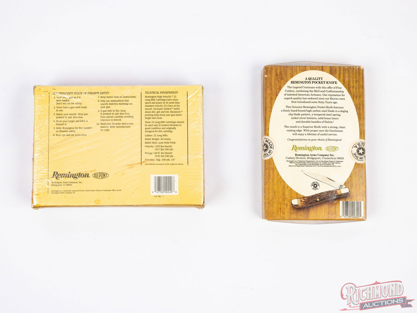 Two Factory Remington Gift Sets With 500 Rounds .22 LR Ammunition, Pocket Knife & Playing Cards - 2