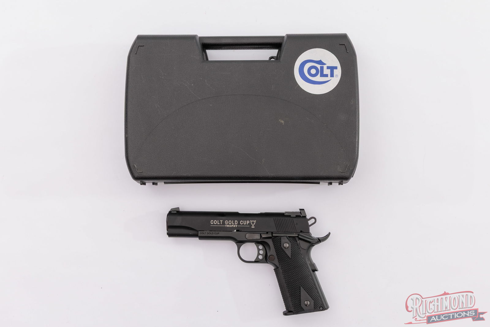 Walther Colt Contract Gold Cup Trophy 1911 .22 LR Semi-Auto Pistol: This Colt 1911 A1 Gold Cup Semi-Automatic Pistol is manufactured exclusively by Walther under license from Colt. This is a competition configuration of the legendary Colt 1911 handgun. Features a 5" b