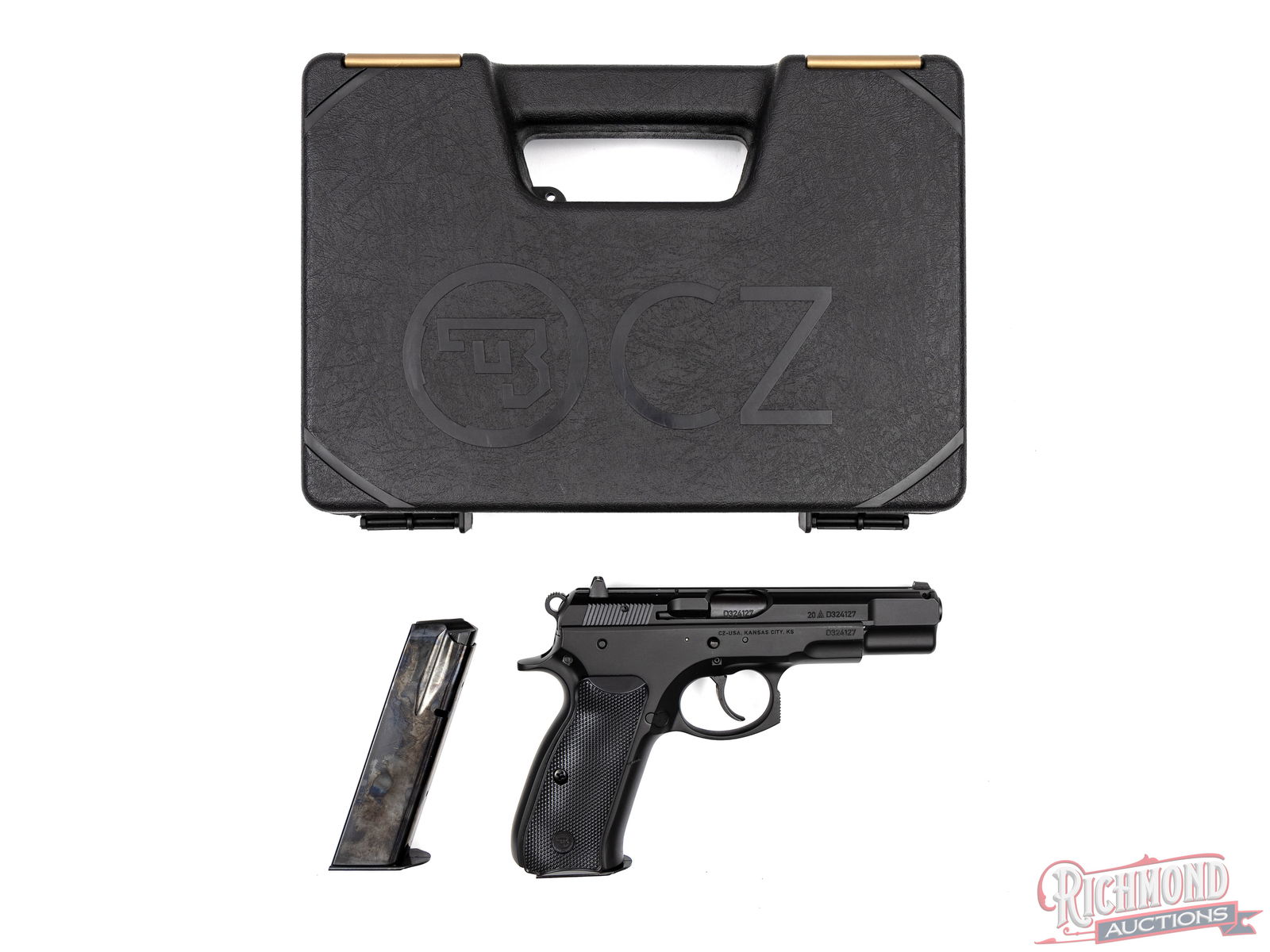 New CZ-Usa 75 B 9mm Semi-Auto Pistol In Original Case: The most popular CZ pistol, made in the Czech Republic. Features a 4-1/2" barrel with 3-dot Tritium night sights. Steel frame with a matte black polycoat finish. Single/double action with a firing pin